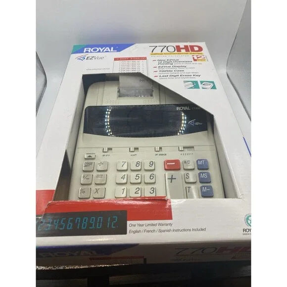 Royal 770HD EZVue Printing Calculator 12 Digit Commercial Office Adding Machine - Picture 7 of 8